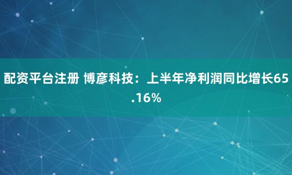 配资平台注册 博彦科技：上半年净利润同比增长65.16%